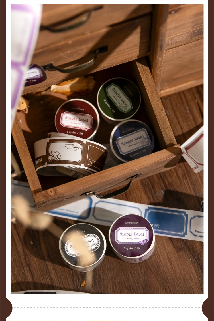 25mm x 2m Retro Simple Label Washi Sticker Tape Roll, Aesthetic Decorative Masking Tape for Collage, Planner, Scrapbook, Junk Journal, DIY Stationery, and Craft Packaging 6