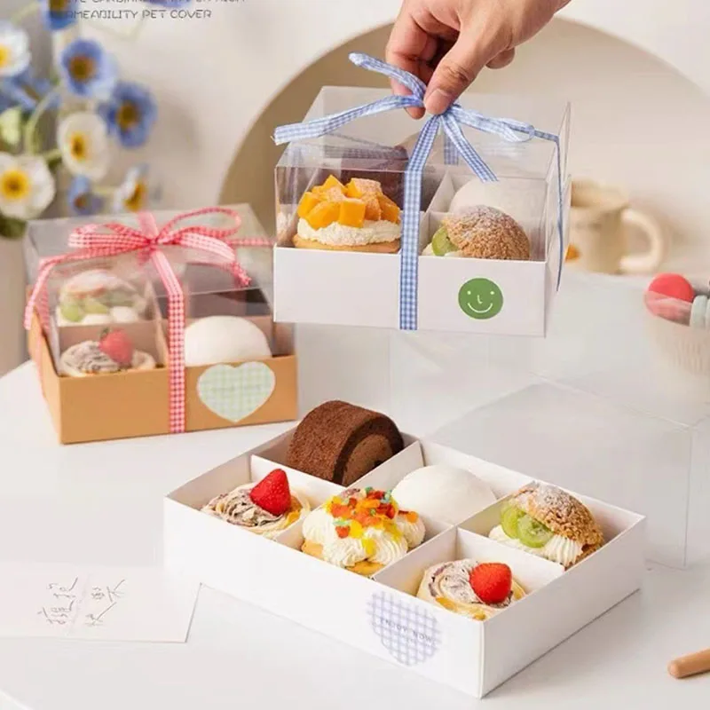5PCS Moon Cake Boxes with Transparent Lid, 4/6/9 Grid Inserts for Candy, Nougat, Snowflake Crisp, Pastry and Dessert Packaging, Ideal for Baking, Gift Giving, Party Favors, Seasonal Celebrations and Special Events - 图片 3