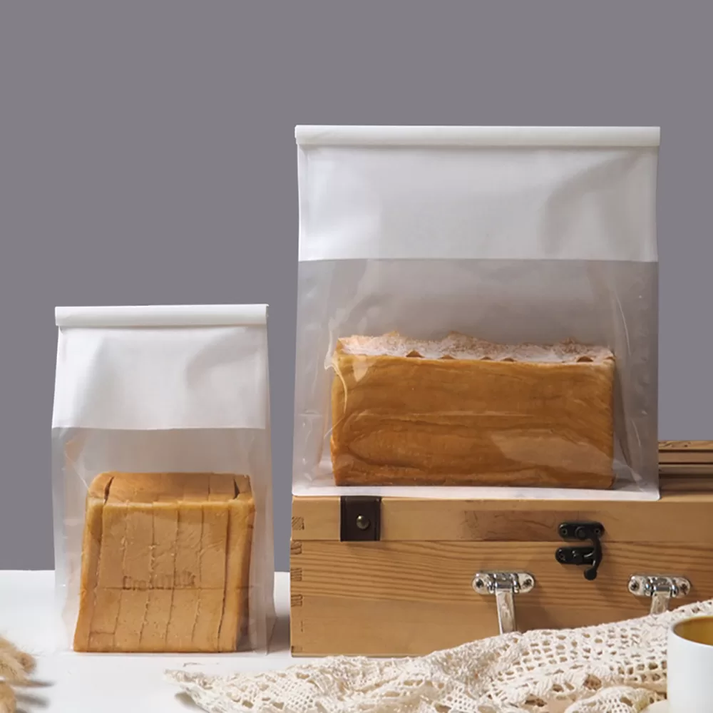 50PCS Bakery Takeaway Toast Bags with Clear Window, Kraft Paper Gusset Tin Tie Bread Hamburger Oil-Proof Packing Bags for Home Baking, Café, Party, and Gift Packaging 2