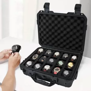 Premium 8/15 Slot Waterproof Watch Storage Box – Portable High-End Collection Case with Anti-Mildew, Moisture-Proof Sponge, Durable Protective Lid for Watches, Jewelry, and Accessories, Ideal for Travel and Home Display