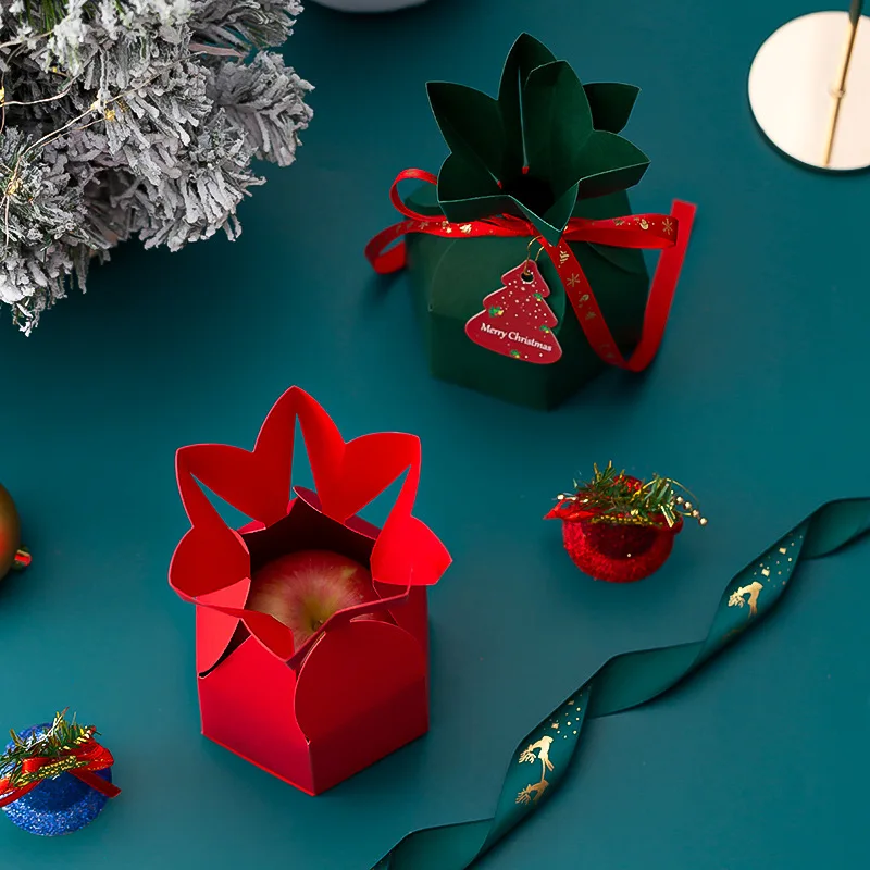 20PCS Christmas Gift Boxes Vase Shaped Design with Ribbon and Hang Tags, DIY Flat-Pack Holiday Party Favor Packaging for Candy, Cookies, Small Gifts, Wedding Celebrations and Seasonal Decorations