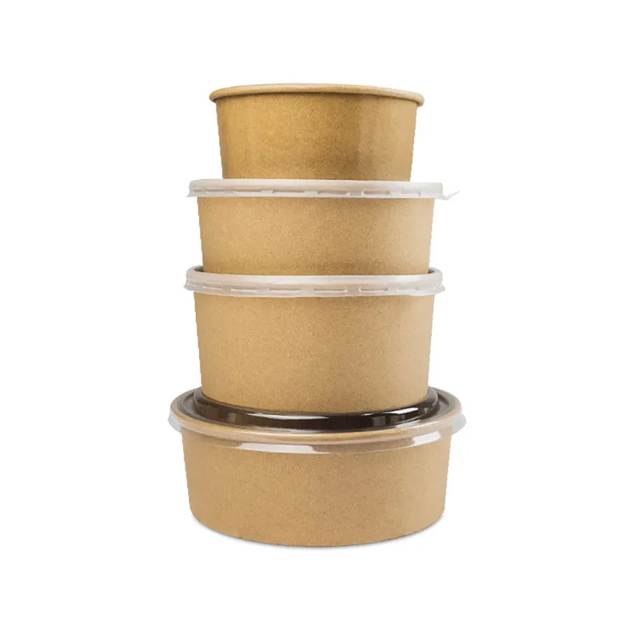 20Pcs Disposable Kraft Paper Bowls with Lids, Eco-Friendly Takeaway Salad Containers, Leak-Proof Lunch Box for Soup, Rice, Noodles, Snacks, Fruit, Desserts, Fast Food Packaging for Parties & Catering - 图片 6