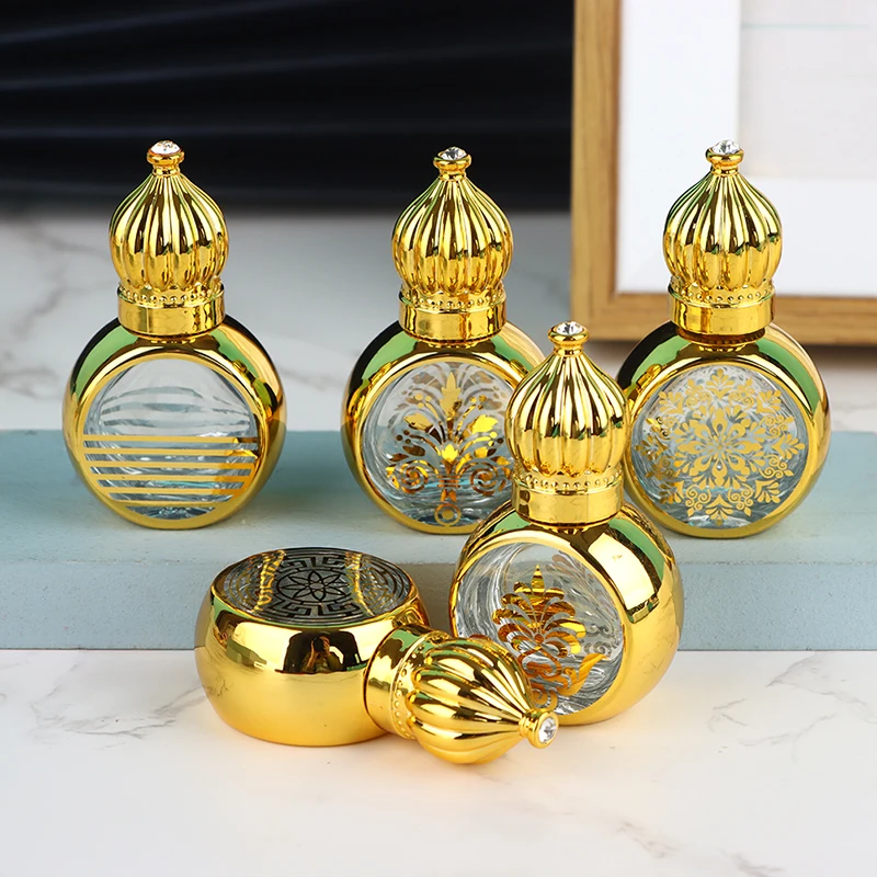 10ml Mini Essential Oil Roller Bottles with Gold Crown Cap – Elegant Carved Electroplated Glass Perfume Containers, Portable Travel-Friendly Empty Bottles for Aromatherapy, DIY Blends, and Small Business Use - 图片 4