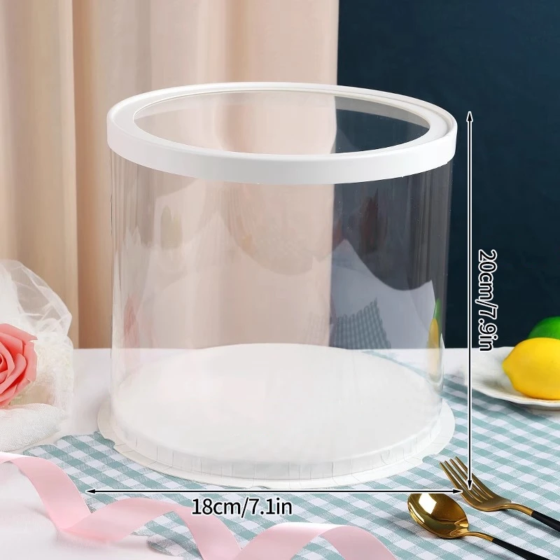 2PCS Transparent Round Cake Boxes with Clear PVC Lids, Birthday Wedding Dessert Packaging Containers, Bakery Gift Boxes, Decorative Present Case for Cakes, Cupcakes, and Layered Pastries - 图片 12