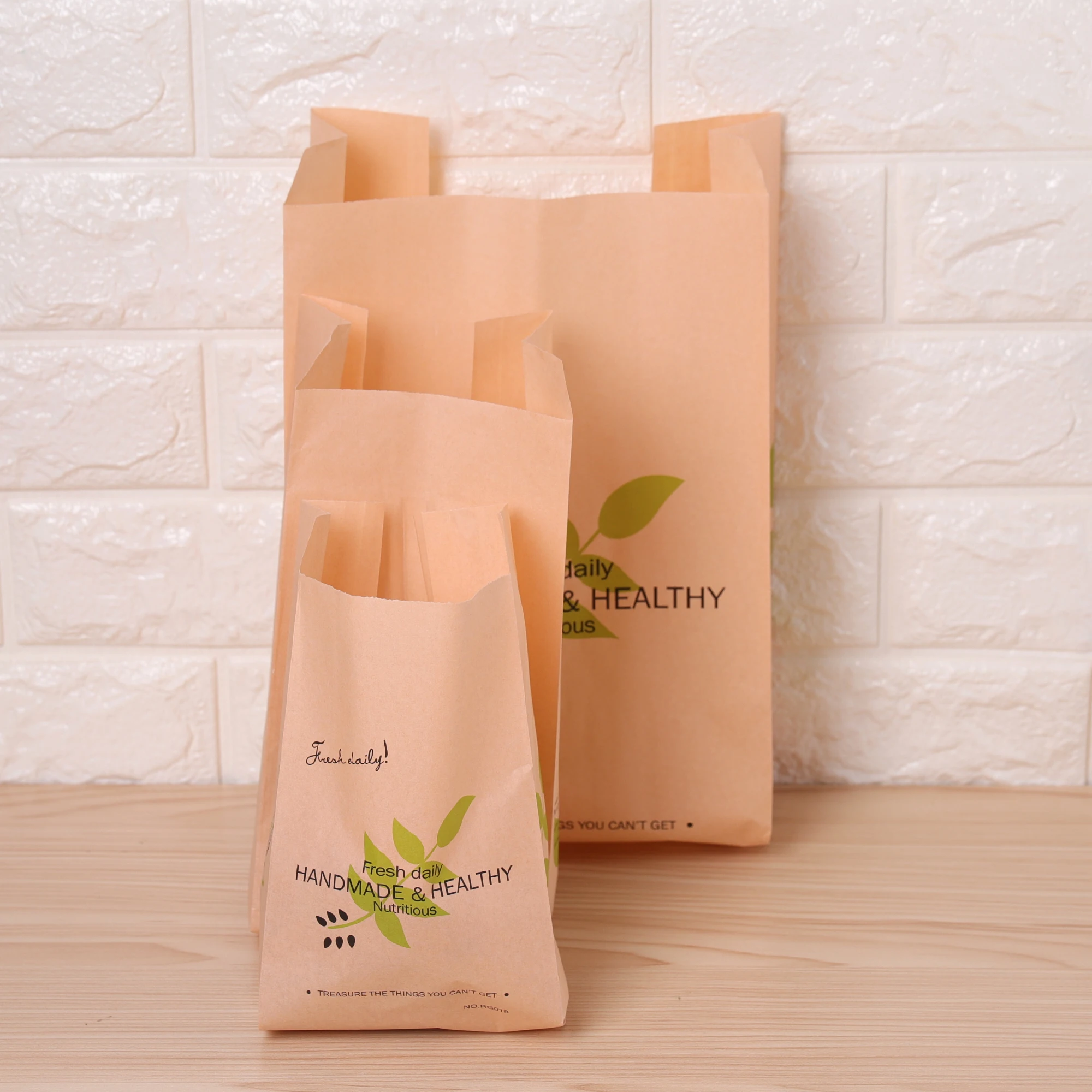 50 Pieces Kraft Paper Food Bags with Transparent Window, Green Leaf Design, Oil-Resistant Laminated Packaging for Cake, Cheese, Bread, Toast, Bakery & Sandwich Storage, Multiple Sizes S/M/L - 图片 6