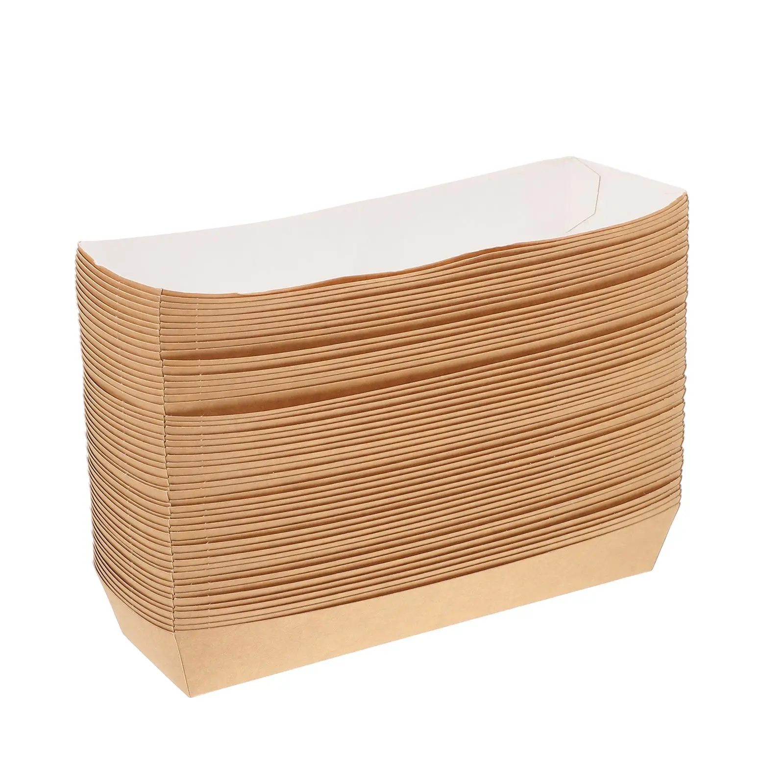 50pcs Disposable Paper Sandwich and Hot Dog Boxes, Kraft Food Boat Trays for Takeout, Picnic, BBQ, Fried Foods, and Party Snacks 5