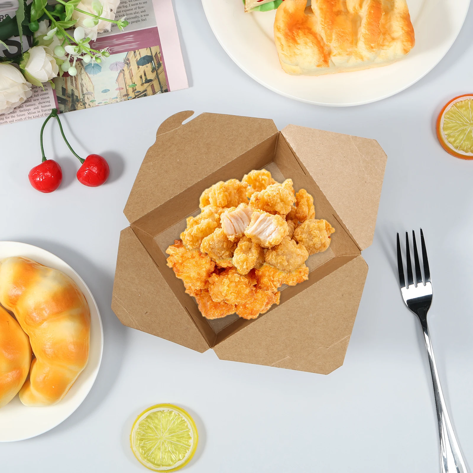 50Pcs Take Out Food Containers 30oz, Recyclable Food-Grade Paper To Go Boxes with Leakproof and Grease-Resistant Lamination, Snap-On Lid, Eco-Friendly Disposable Containers for Hot and Cold Dishes, Restaurant, Party, Catering