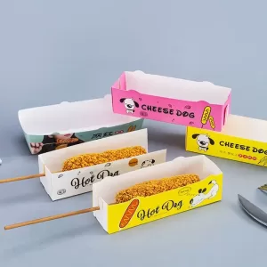 100pcs Disposable Hot Dog Paper Boxes, Food Serving Trays for Parties, Catering, Events, and Takeout, Eco-Friendly Disposable Tableware for Snacks and Meals
