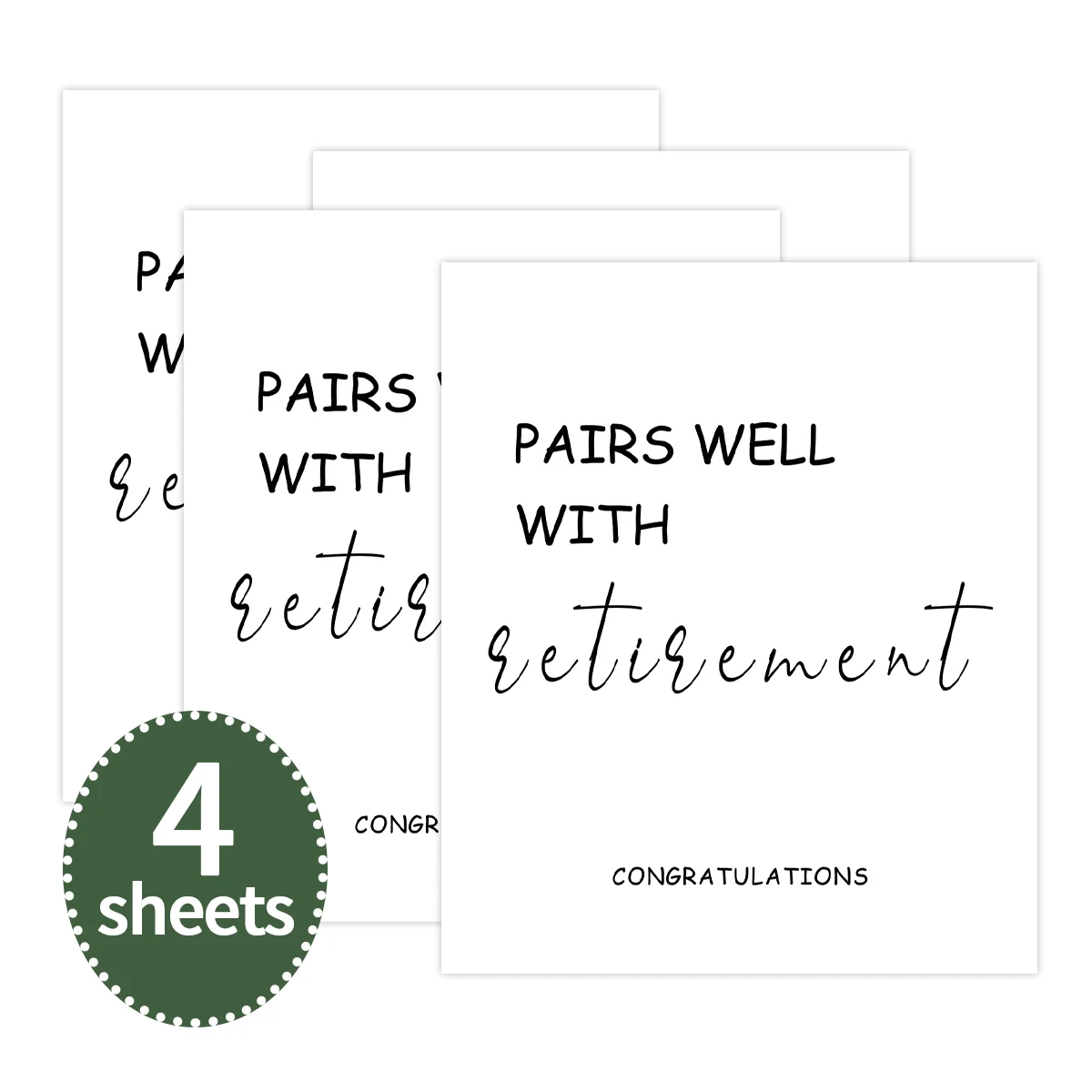 4-Pack Humorous Wine Bottle Stickers – Funny Retirement-Themed Self-Adhesive Labels for Men & Women, Party Gifts, Anniversary Celebrations, and Wine Decor - 图片 6