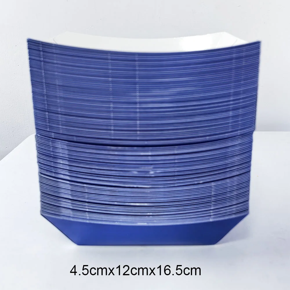 6/12/24PCS Disposable Paper Food Trays – Solid Color Snack Boats for Popcorn, Fries, Nachos, Burgers – Black/White/Blue/Yellow Party Serving Containers for Birthday, Baby Shower, Picnic, Carnival - 图片 15