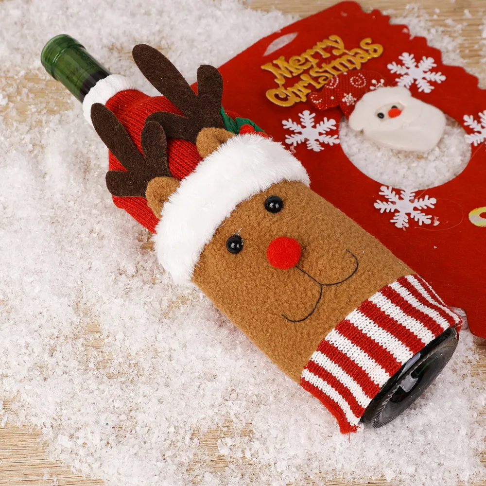 Christmas Sweater Wine Bottle Covers Set – 3/5/10PCS Knitted Santa & Snowman Bottle Bags, Reusable Holiday Decoration for Party, Dinner Table, Restaurant, Coffee Shop, Gift for Wine Lovers 7