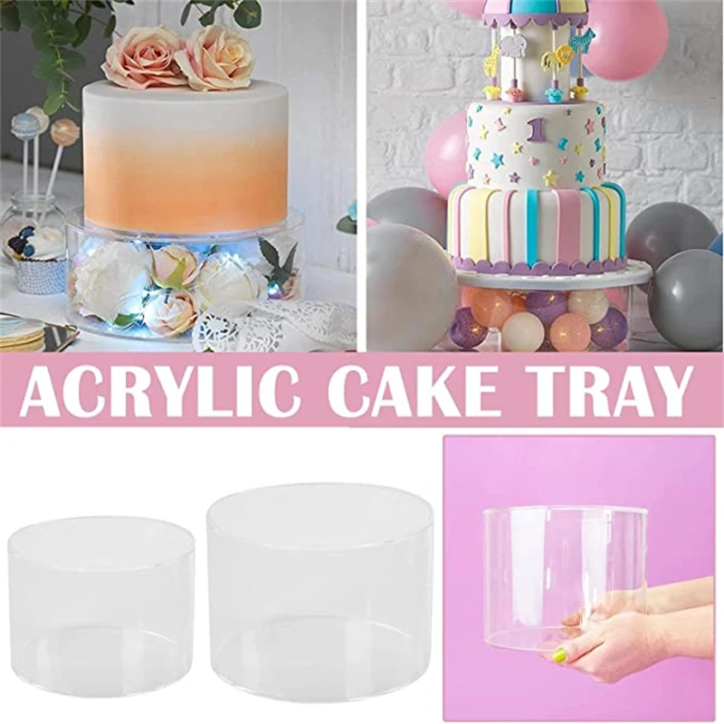 Acrylic Cake Display Board Round Cake Edge Smoother Tray, Clear DIY Refillable Cake Base Stand for Wedding, Birthday, Party, and Dessert Decoration Tools - 图片 5