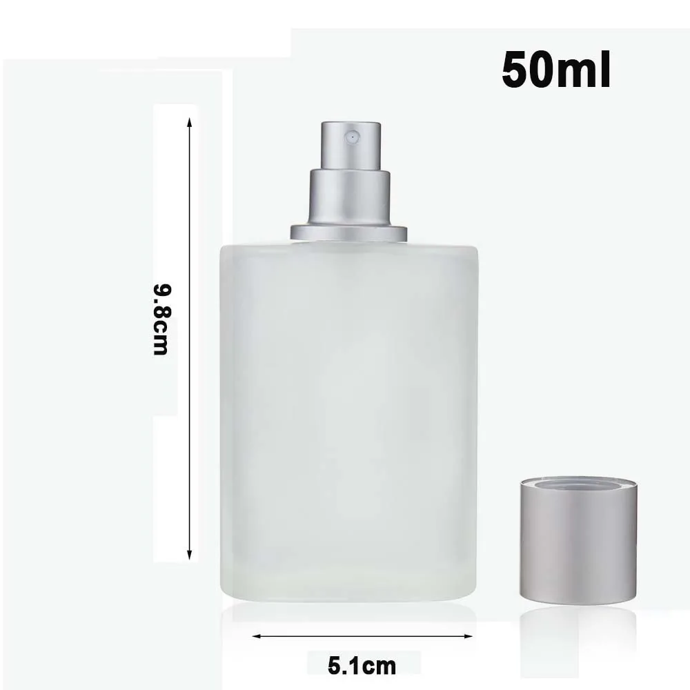 50ml / 30ml Frosted Glass Perfume Bottle with Screw Cap | Refillable Empty Fine Mist Spray Dispenser for Travel, Makeup, Cologne, Cosmetic Liquids, Elegant Reusable Transparent Container Set