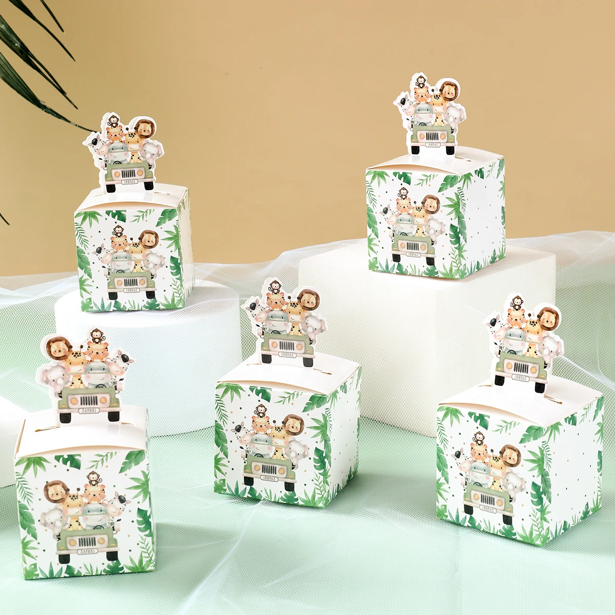 24PCS Jungle Safari Animal Candy Boxes, Cute Paper Gift Packaging for Kids Birthday Parties, Baby Showers, Wild One Celebrations, Party Favors, Reusable Decorative Boxes, Factory Direct Supply - 图片 6