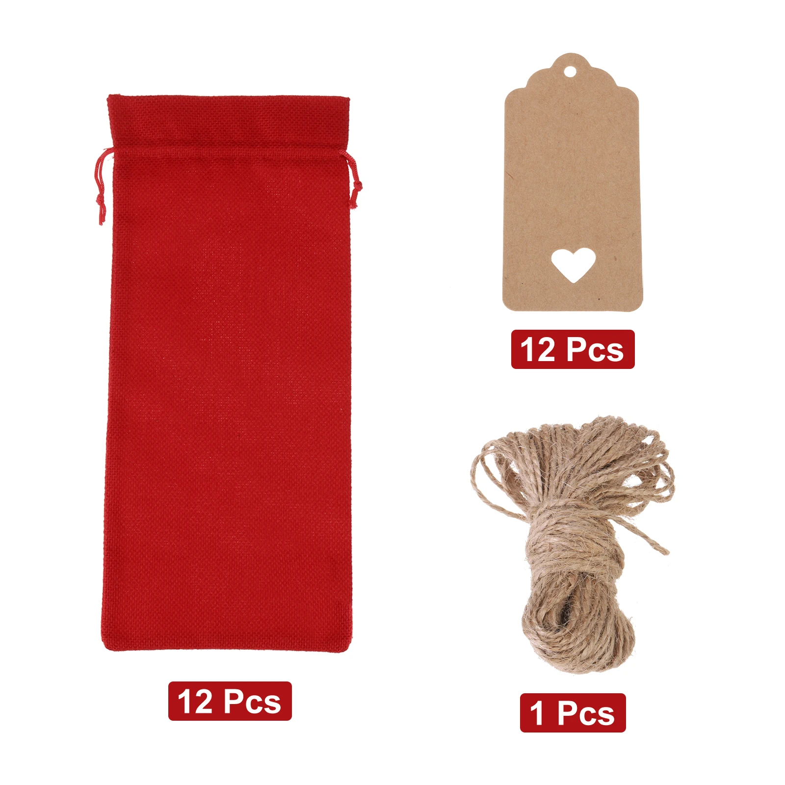 12pcs Burlap Wine Bags with Drawstrings, Reusable Gift Bag Pouches with Tags, Durable Wine Bottle Packaging for Weddings, Christmas, Parties, Home Storage, and Holiday Gift Wrapping - 图片 13