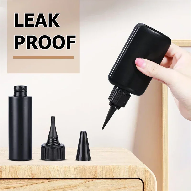 10pcs HDPE Black Plastic Squeeze Bottles with Caps – 30ml to 500ml Refillable Containers for Glue, Oil, Pigment, and DIY Liquids, Reusable Portable Bottles for Crafts, Kitchen, and Small Business Packaging - 图片 4