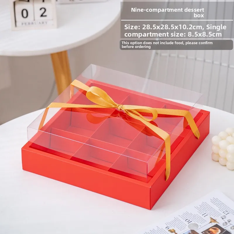 Clear Dessert Packaging Box with Handle – 4/6/9 Grid Transparent Mousse Cup Holder, Portable Cake Gift Box for New Year, Holiday Party, Birthday and Festival Celebration - 图片 8