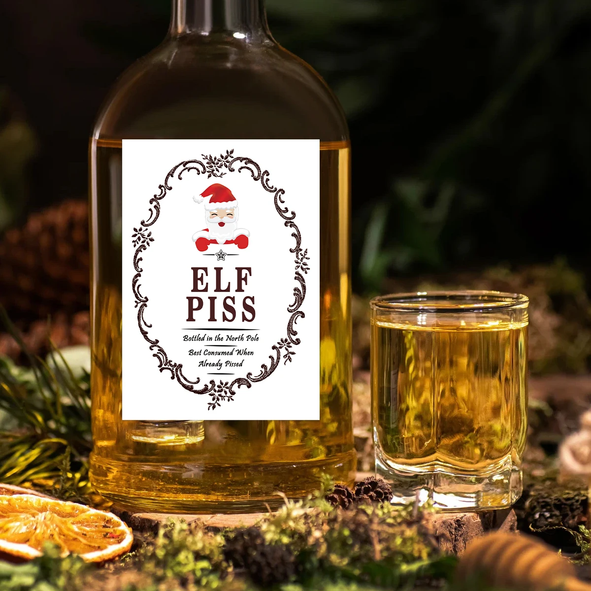 5-Pack Funny Santa Claus Christmas Wine Bottle Stickers – Self-Adhesive Holiday Wine Labels with Novelty Joke for Party Decor, Gifts, and Festive Celebration 5