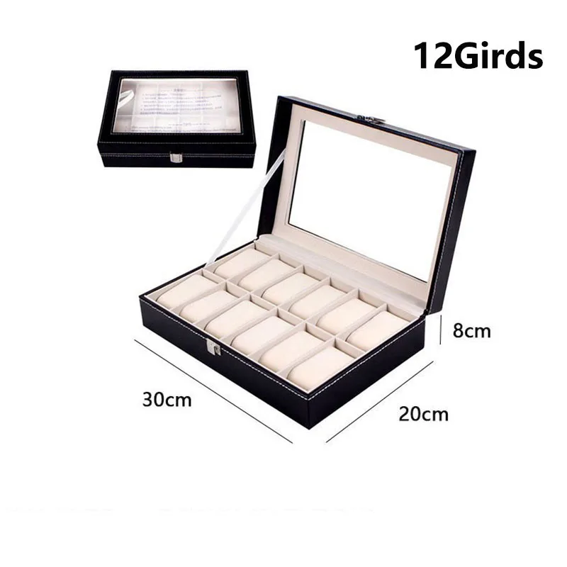Premium PU Leather Watch Display Box with Glass Lid, Multi-Slot Organizer for 2/3/4/5/6/8/10/12/20 Watches, Elegant Jewelry Storage Case for Men and Women, Sophisticated Collector and Travel Organizer - 图片 12