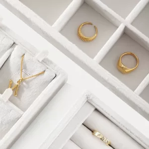 Velvet Ring Earring Bracelet Necklace Display Tray | Stackable Jewelry Organizer Drawer Tray | Elegant Velvet Jewelry Packaging Display Box for Shop Counter and Dressing Table