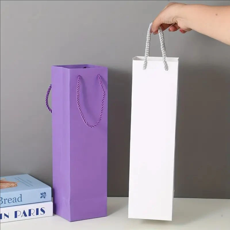 7/8 PCS Solid Color Thickened Wine Bags, Elegant Reusable Cardboard Tote Gift Bags for Weddings, Parties, and Birthdays – Eco-Friendly Wine Packaging, Durable & Stylish Gift Bags for Bottled Drinks 3