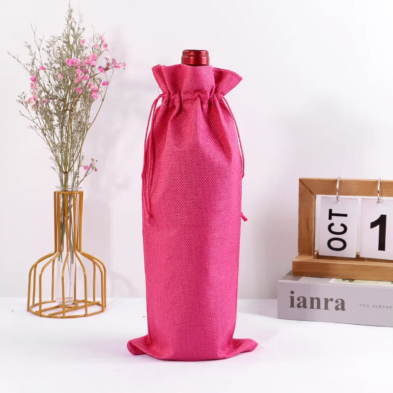 10PCS Burlap Wine Gift Bags Set – Rustic Red Wine Bottle Covers for Champagne or Liquor, Drawstring Pouches for Wedding, Holiday, Party, and Corporate Events, Eco-Friendly Reusable Packaging - 图片 14