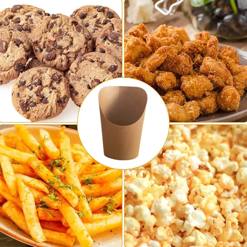 25/50PCS Kraft Paper French Fry Cups, Disposable Waffle and Charcuterie Snack Holders, Hand-Held Snack Packaging Boxes for Party, Wedding, Birthday, Catering, and Takeout 2