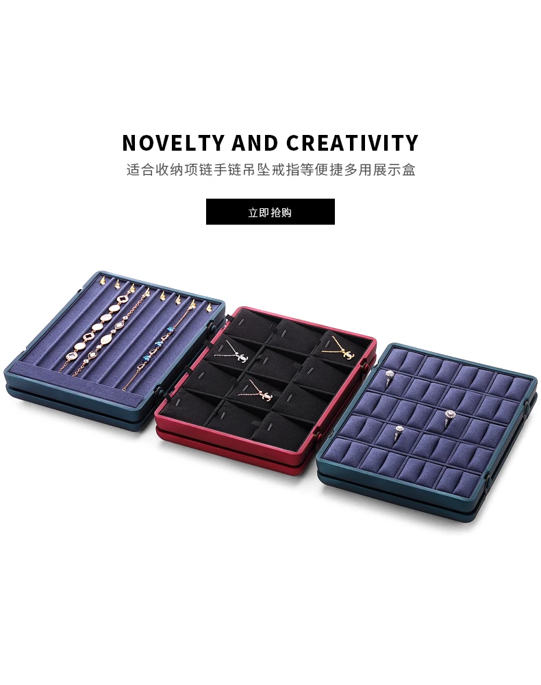 Travel Jewelry Organizer 💎 Red Blue Jewelry Organizer Box – Large Capacity Storage Case for Rings, Bracelets & Necklaces – Elegant Jewelry Holder Gift Box for Women – Durable PU Leather Display Packaging