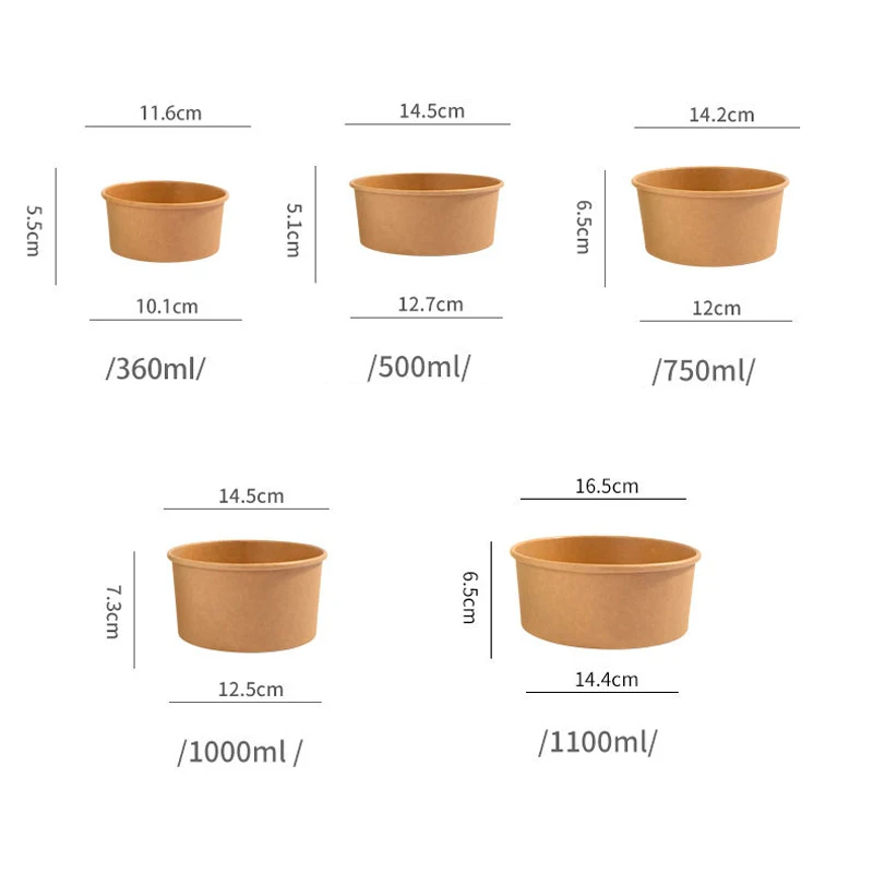 20Pcs Disposable Round Paper Lunch Box with Lid, Eco-Friendly Bento Food Storage Containers for Salad Fruit Cake Dessert Meal Prep Takeout Kitchen Party Use