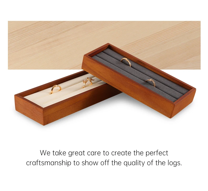 Ring Display Tray Wooden Ring Storage Stand with Microfiber Organizer | Jewelry Display Packaging Tray for Rings | Elegant Wooden Jewelry Holder Organizer for Retail Counter Showcase