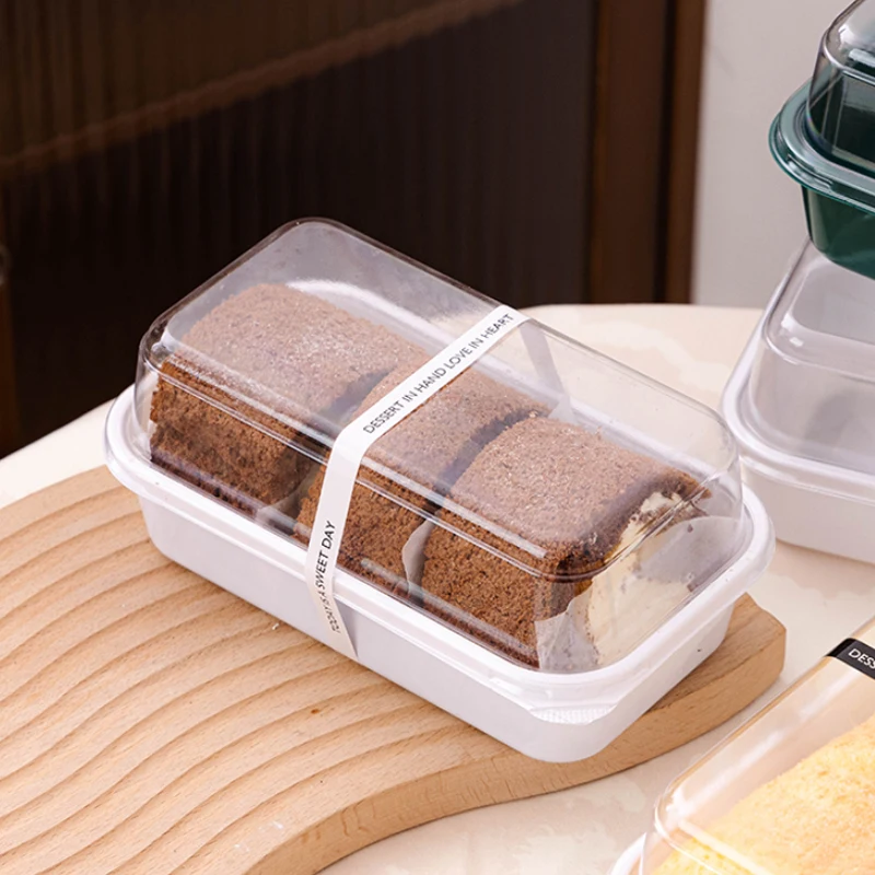 50pcs Clear Lid Roll Cake Boxes for Hot Dogs, Sandwiches, Desserts, Candy, Chocolate, Mousse – Plastic Takeout Containers for Parties, Weddings, Christmas, and Home Use 8