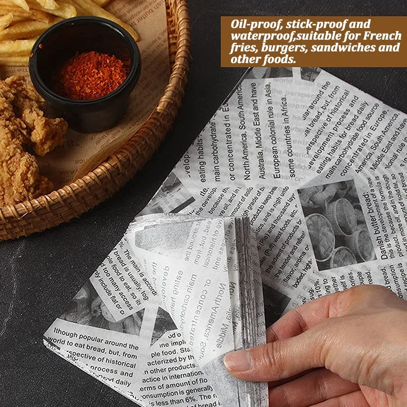 50PCS Greaseproof Wax Food Wrapping Paper 20x30cm for Burgers, Sandwiches, French Fries, Bread, Snacks, and Bakery Use – Tear-Resistant, Oil-Proof Deli Liners for Restaurant, Café, and Kitchen Food Packaging - 图片 3