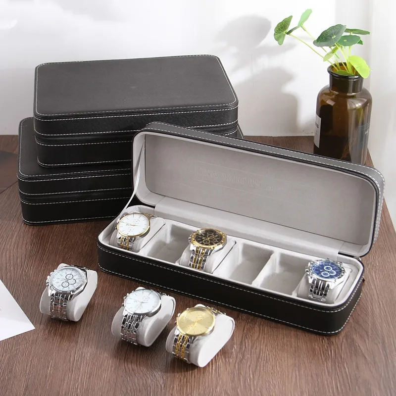 Travel Watch Organizer | 6-Slot PU Leather Travel Watch and Jewelry Box with Zipper Closure, Portable Flannel Lined Watch Organizer Case for Men and Women, Anti-Fall and Waterproof Storage Display for Wristwatches and Accessories - 图片 5