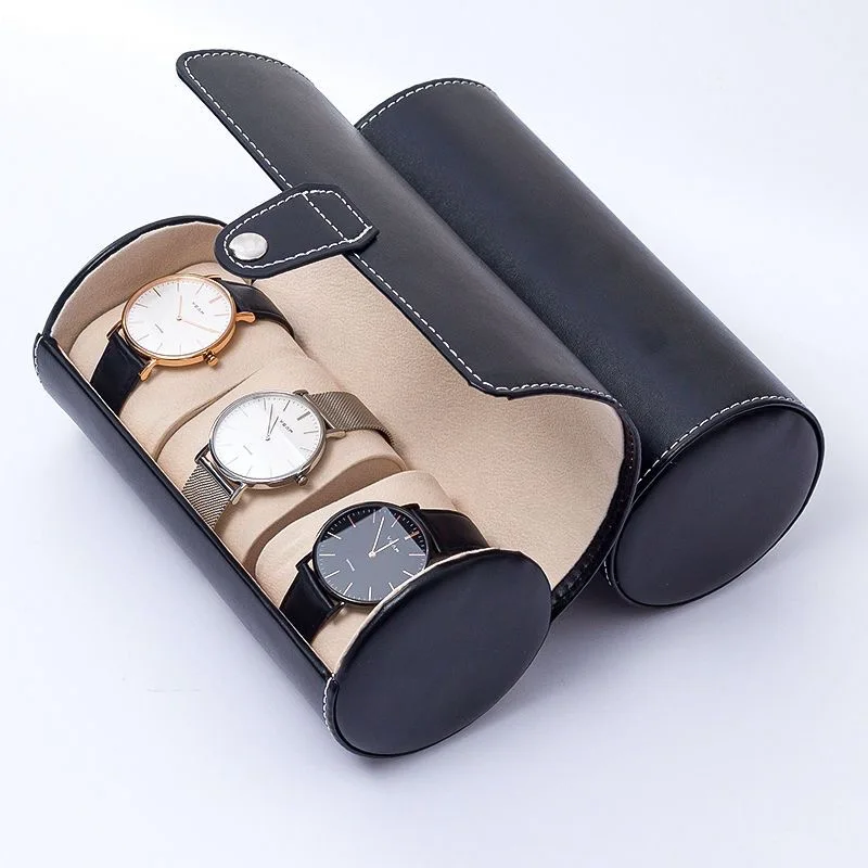 Travel Watch Organizer | Portable Leather Watch Case with Zipper Closure, Lightweight 2/3/4 Slot Organizer for Travel or Home Storage, Protective Black/Brown Watch Box, Ideal Gift for Men & Women, Elegant Wristwatch Display, Travel Watch Holder - 图片 6