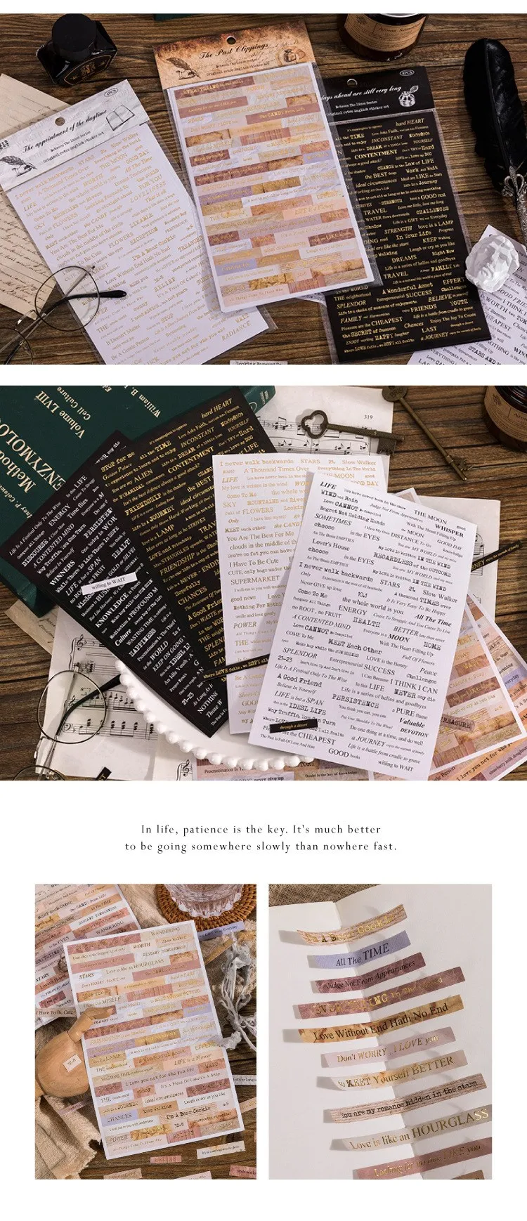 4 Sheets Quote Stickers Packaging for Journals, Scrapbook Stickers with Inspirational Words, DIY Craft Decorative Label Sheets for Gift Wrapping, Notebook, and Creative Stationery Supplies 5