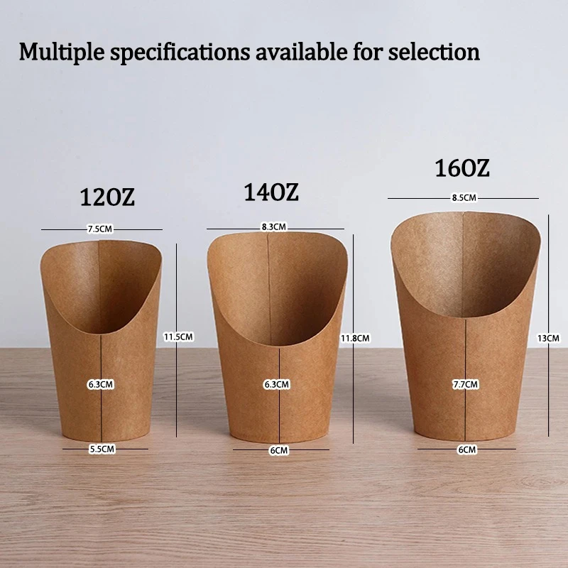 50/100PCS Disposable Kraft Paper French Fry Cups, Potato Chips Holders, Charcuterie Snack Boxes, Birthday Party Supplies, Takeout Food Containers, Eco-Friendly Fast Food Paper Cups for Snacks 5