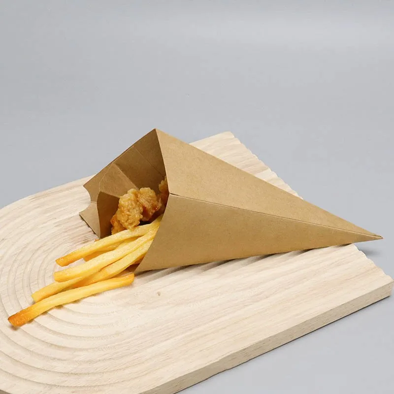 50pcs Disposable Kraft Paper French Fries Boxes, Fast Food Takeout Containers for Chicken, Popcorn, Nuggets, Fries, Snack Serving, Eco-Friendly, Disposable Paper Food Holders for Parties, Catering, Restaurants 4