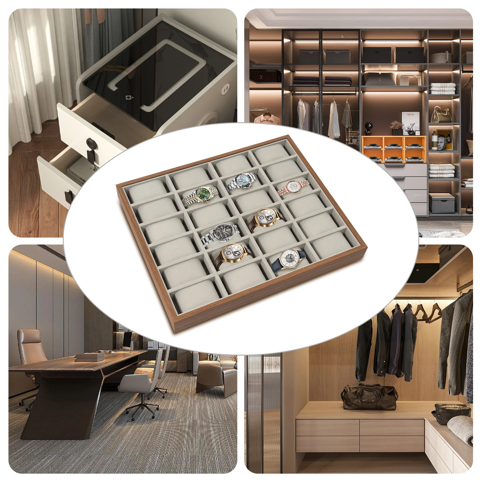 30/24-Compartment Watch Box: Ideal Storage and Display for Collectors, Organize and Showcase Your Watch Collection in Style (复制)