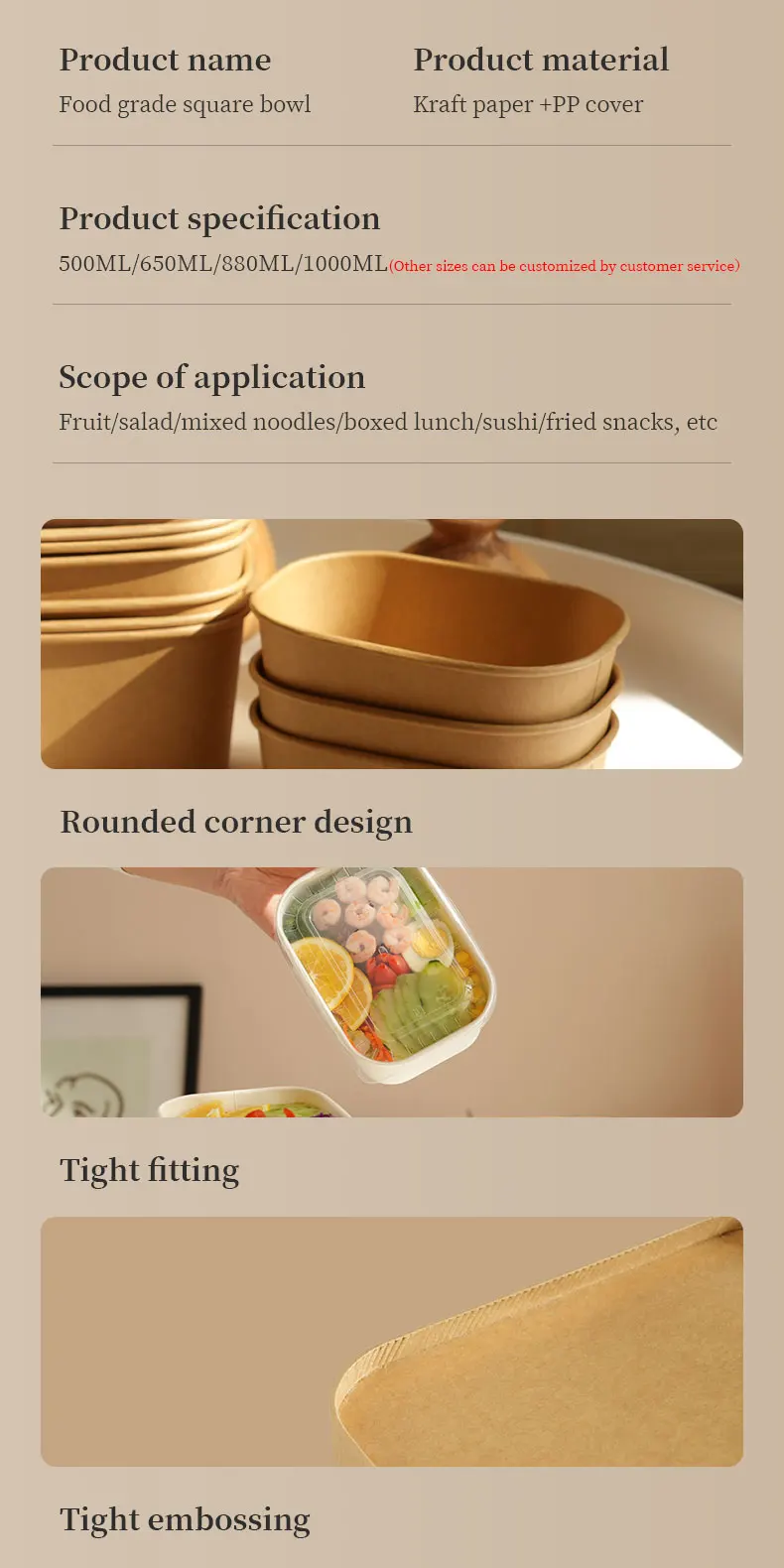 25PCS 500/650/750/1000ML Kraft Paper Bowls with Lids – Disposable Round Food Containers for Takeout, Soup, Salad, Noodles – Eco-Friendly Lunch Boxes for Outdoor Events, Meal Prep, Catering