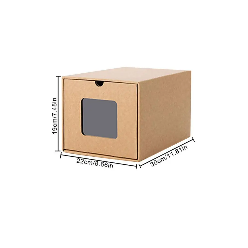 Folding Shoes Storage Box 1Pc Stackable Sneaker Organizer, Eco-Friendly Foldable Kraft Paper Shoebox Container, Durable Shoe Drawer for Children, Women, Men, High Heels, Martin Boots - 图片 10