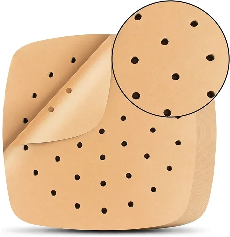 50/100 Pcs Square Air Fryer Parchment Paper Liners – Upgraded Disposable Baking Paper with Perforated Design for Frying, Cooking, Steaming and Oven Use 1