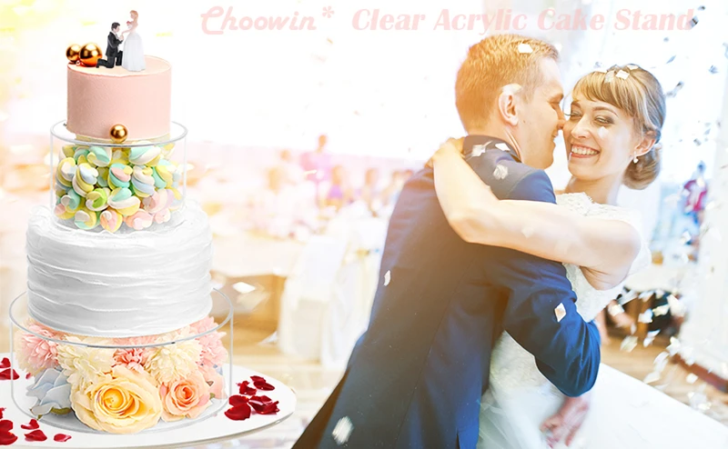 Acrylic Cake Display Board Round Cake Edge Smoother Tray, Clear DIY Refillable Cake Base Stand for Wedding, Birthday, Party, and Dessert Decoration Tools