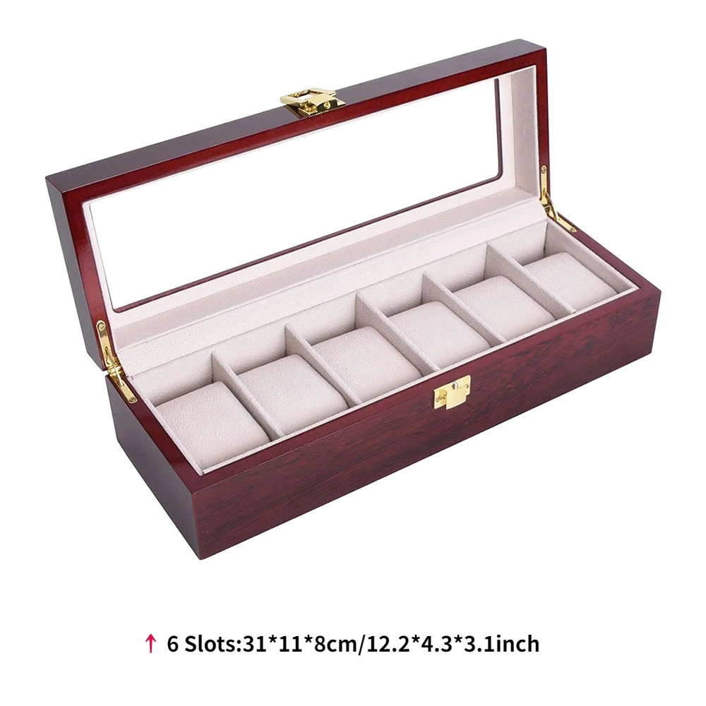 Premium Wooden Watch Storage Box with 1/2/3/5/6/10/12 Grid Compartments, Luxury Multi-Slot Watch Organizer and Jewelry Display Case for Men and Women, Portable Solid Wood Holder with Elegant Design for Collection and Travel - 图片 11