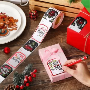 Christmas Gift Label Stickers – Writable Holiday Tags with Santa Claus Seal, Festive Wrapping Labels for Xmas Presents, Birthday Gifts, Back-to-School Supplies, Holiday Party Packaging Decorations