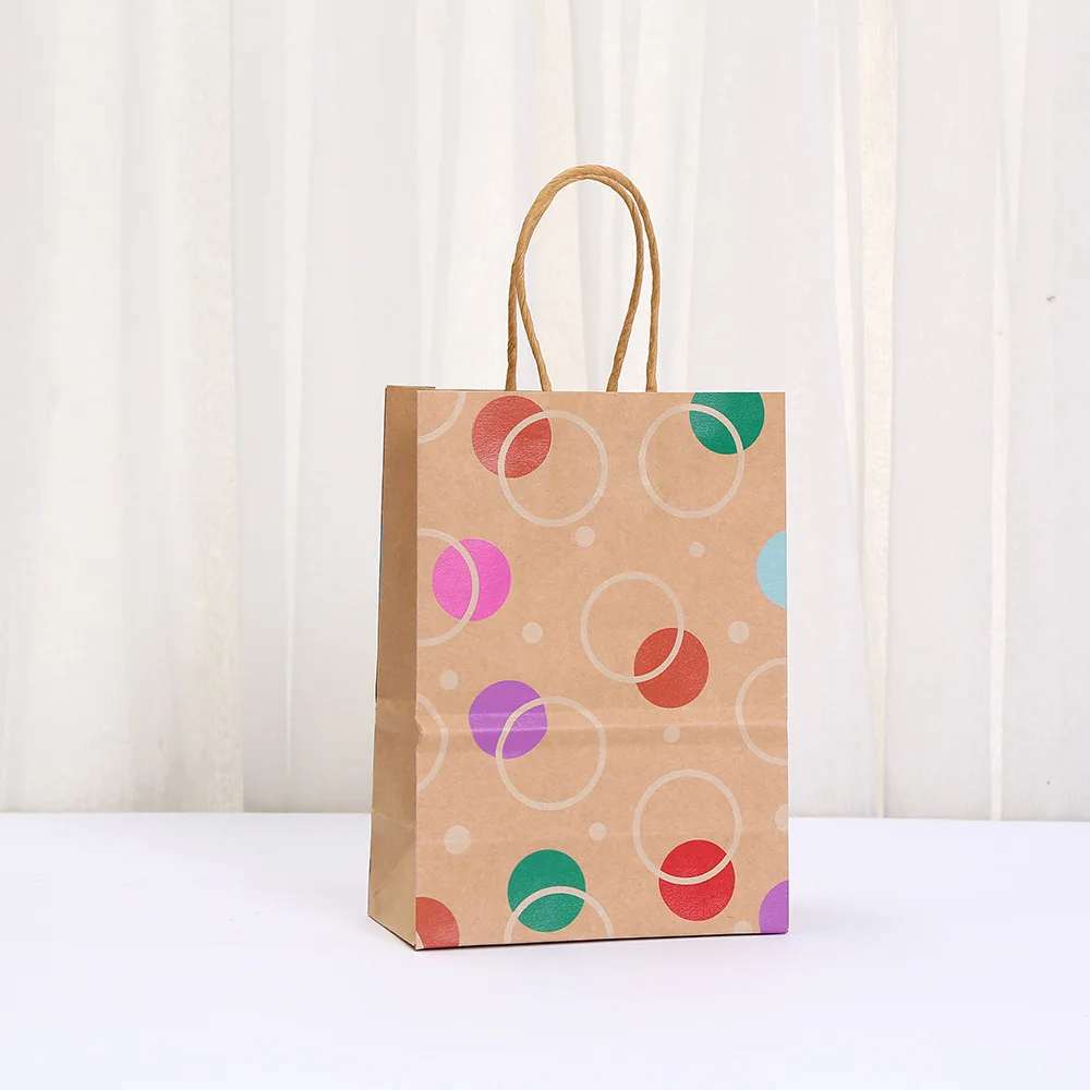2025 New Polka Dot Kraft Paper Gift Bags, Reusable Eco-Friendly Tote Bags with Twisted Handles for Birthday Party Favors, Boutique Packaging, Holiday Gifting, Craft Fairs, Stylish Durable Designer Bags - 图片 5