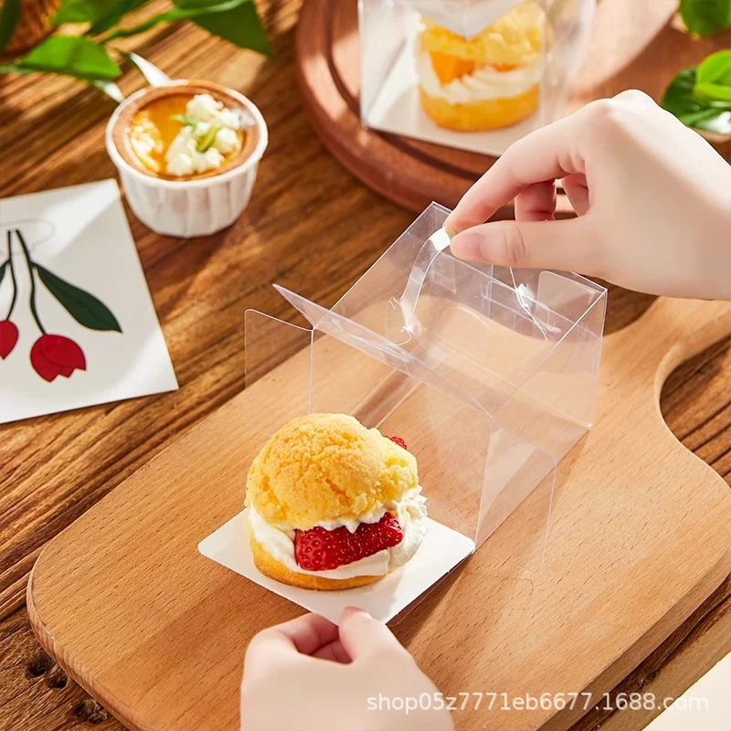 50pcs Transparent Cake Boxes with Handles, Plastic Cupcake and Chocolate Gift Boxes, Mini Sweet Packaging Supplies for Wedding Favors, Desserts, Pastries, Birthday and Event Gifts - 图片 2