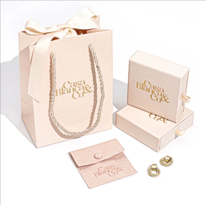 500pcs/Customizable Fashion Jewelry Packaging Bags with Handle, Exquisite Logo Design Cardboard Box and Microfiber Velvet Pouch for Rings, Earrings, Necklace, Bracelet Gift Display 1