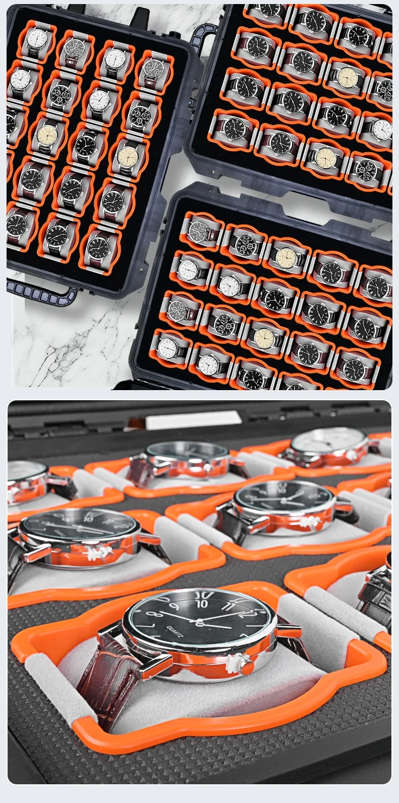 Waterproof Watch Storage Box for Men with Secure Anti-Drop Design, Portable Jewelry Display Case and Toolbox Organizer for Travel and Home, Protective Suitcase for Watches, Bracelets, Rings, and Accessories 14