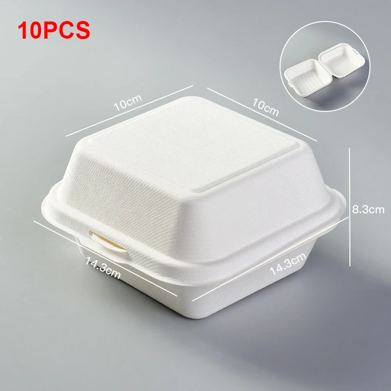 10pcs Disposable Packaging Lunch boxes, Food Containers for Vegetables, Fruit, Salad, Desserts, Cakes, Burgers, Microwave-Safe, Takeout, Picnic, Eco-Friendly Meal Prep Boxes - 图片 12