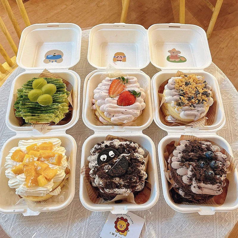 10/20pcs Disposable Bento Food Containers, Biodegradable, Microwave-Safe Lunchboxes for Burgers, Snacks, Desserts, Cakes, Office Meal Prep, Takeout, Eco-Friendly Food Packaging